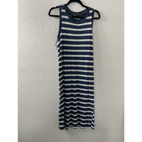 Eddie Bauer Tank Dress Womens Size XL White Blue Striped Long Maxi Summer‎ Beach - Picture 1 of 11
